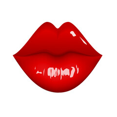 Sweet smile of red and sensual lips, vector isolated illustration