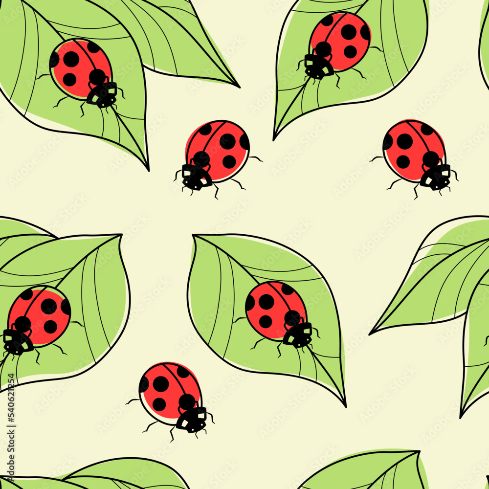Poster Ladybug vector repeat pattern, seamless repeat