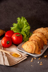Traditional chicken curry puffs as Thai dessert