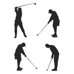 Vector silhouette of people playing golf
