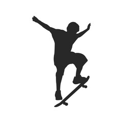 Vector silhouette of people playing skateboard