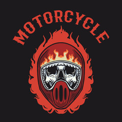 Skull Helmet Motorcycle vector Illustration