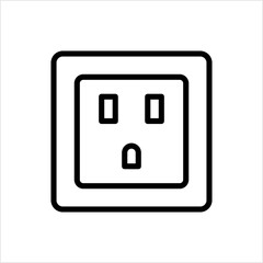 Electric Socket Icon, 3 Pin Electric Power Outlet Socket For Plug Icon