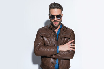 Fototapeta premium Sexy macho casual man crossing his arms