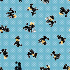 Cute poodle dog seamless pattern,