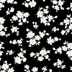 Seamless and beautiful flower illustration pattern,