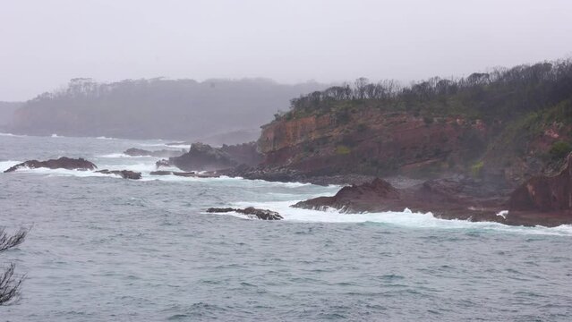 Stormy coastal views in ben boyd national park far south coast New South Wales.