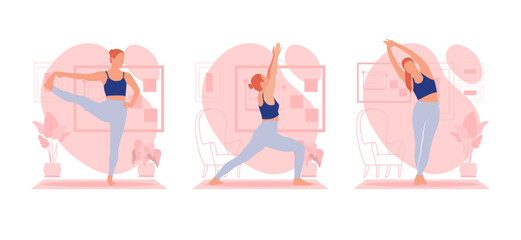 Yoga Activity Flat Bundle Design Illustration