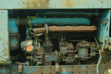 Fototapeta na wymiar A rare engine of an old tractor