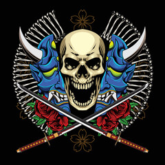 Vector illustration of oni mask 