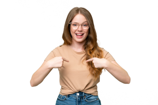 Young pretty woman over isolated background with surprise facial expression