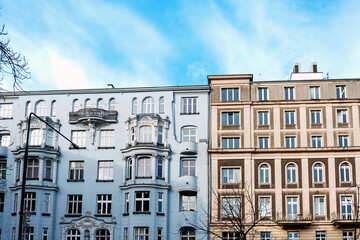 Street view of downtown in Warsaw, Poland