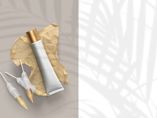 Card with Cosmetics Tube for mockup