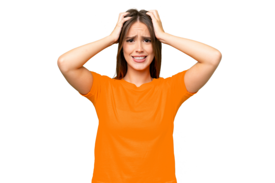 Young pretty caucasian woman over isolated background doing nervous gesture