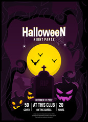 Halloween flat illustration bakcground template. Fit for banner, poster, social media post, advertising. Eps 10