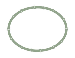 Green bamboo stalk oval frame. Natural ellipse text box. Bamboo branch border. Blank frame template. Vector illustration isolated in flat style on white background.