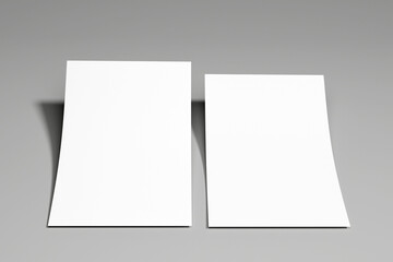 Blank a4 flyer or poster isolated on grey background to replace design. 3d rendering	