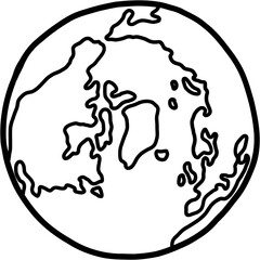 Freehand world map sketch on globe.