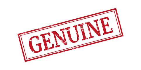 genuine round red grunge stamp