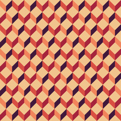 Geometric seamless pattern vector illustration in retro 60s style. Vintage 1970s geometry shapes graphic abstract repeatable motif for carpet, wrapping paper, fabric, background.