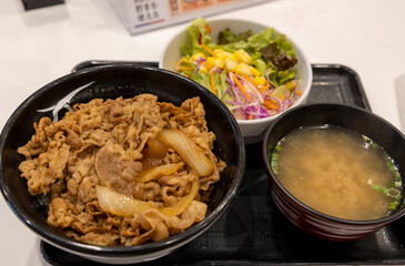 吉野家の牛丼 アタマの大盛り サラダセット