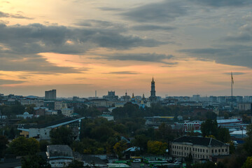 Panorama of the central part of Kharkiv with the Dormition Cathedral in center of Kharkiv, Ukraine, September 30, 2022
