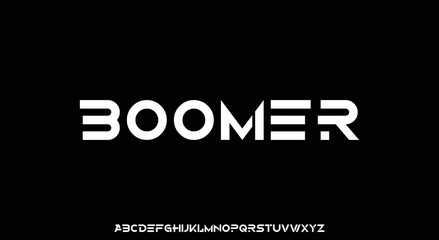 BOOMER Abstract modern urban alphabet fonts. Typography sport, simple, technology, fashion, digital, future creative logo font. vector illustration
