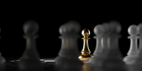 Chess pawn piece outstanding. Leadership concept