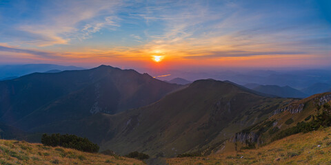 Sunset on the ridge of a Small Fatra, Slovakia.