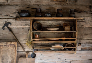 ancient household items of ordinary people of the past in expositions in the city of Suzdal