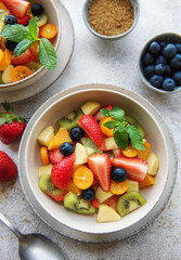 Healthy fresh fruit salad in a bowl
