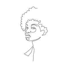 Vector illustration of african woman drawn in line art style