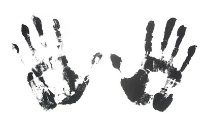 Two handprints isolated on white background