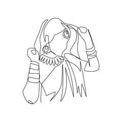 Vector illustration of indian woman drawn in line art style