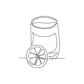 Vector illustration of glasses of lemonade drawn in line-art style
