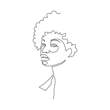 recommend clip art: Vector illustration of african woman drawn in line art style