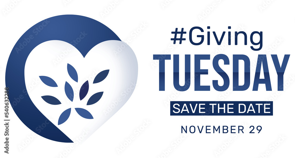 Poster giving tuesday background with hashtag and save the date typography. world day of giving backdrop