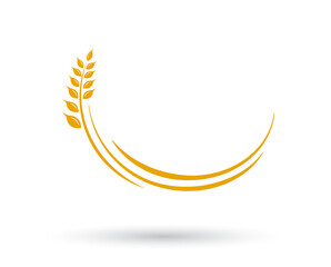 Golden laurel wreath swoosh logo. for anniversary, wedding, award