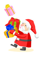 プレゼントを抱えているサンタクロースのカットイラスト
