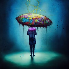 person with umbrella in the rain