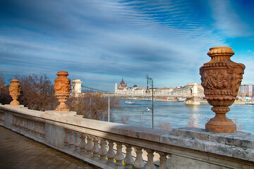 Hungary. Budapest. Beautiful panorama of the city in sunny weather. - 540634864