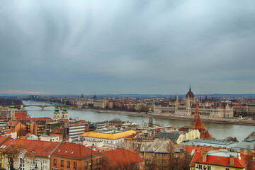 Fototapeta na wymiar Hungary. Budapest. Beautiful panorama of the city in cloudy weather.