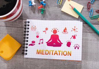 Meditation concept on a notepad