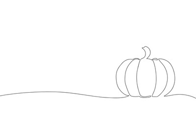 Hand draw line art outline pumpkin one line Halloween vector illustration.