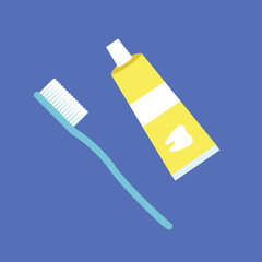 Toothbrush and tube of toothpaste, illustration