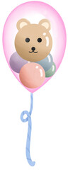 Clear balloon with bear and circle balloon inside watercolor painting for Birthday party valentine day and celebrate