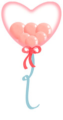 Heart clear balloon with pink balloon inside watercolor painting for Birthday party valentine day and celebrate