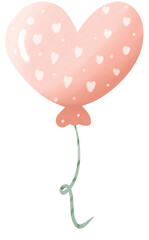 Heart pink balloon watercolor painting for Birthday party valentine day and celebrate