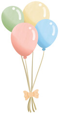Set of balloon green pink yellow and blue watercolor painting for Birthday party valentine day and celebrate