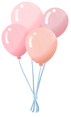 Set of pink balloon watercolor painting for Birthday party valentine day and celebrate